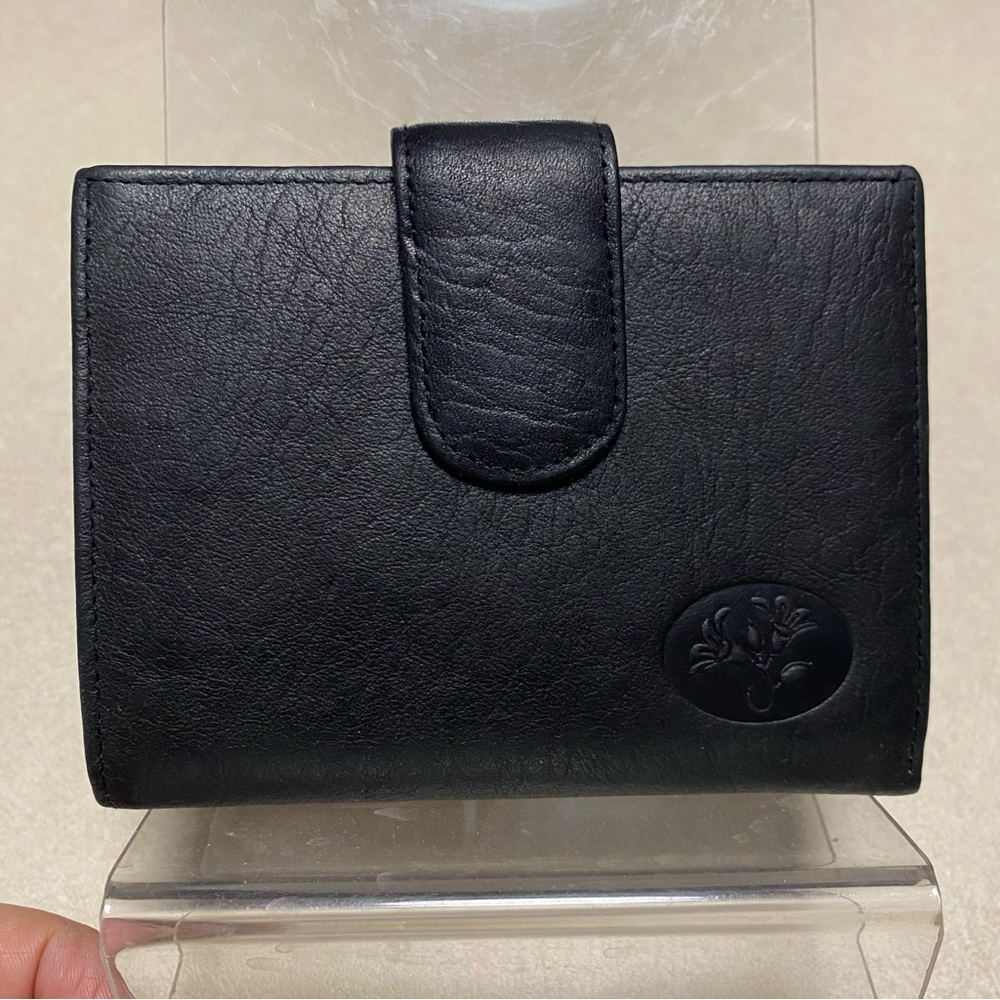J. Buxton Womens Rfid Blocking Indexer Wallet Black Leather